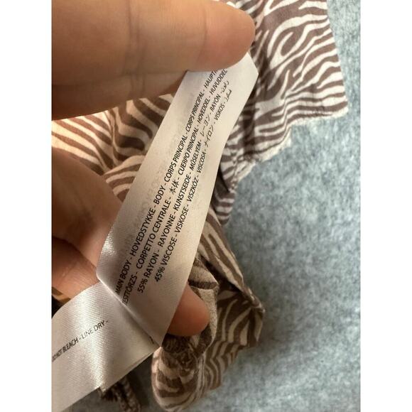 Ariat Womens Zebra Print Tie Front Foster Top 3/4 Sleeve - Medium - Picture 8 of 8